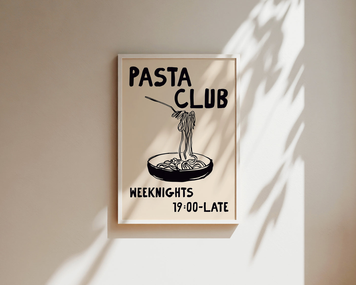 Pasta Club Black Art Print