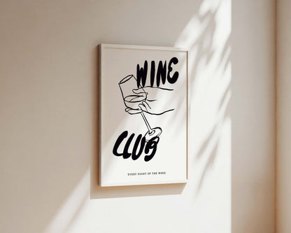 Wine Club In Black Wall Art Print