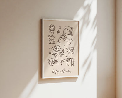 Coffee Queen Dainty Wall Art Print