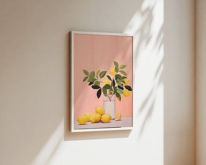 Pink Lemons Art Wall Art Print