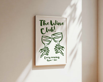 The Wine Club In Green Wall Art Print