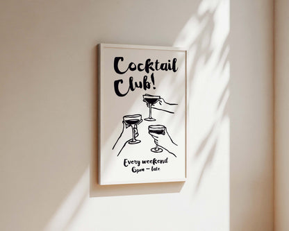 Cocktail Club In Black Wall Art Print
