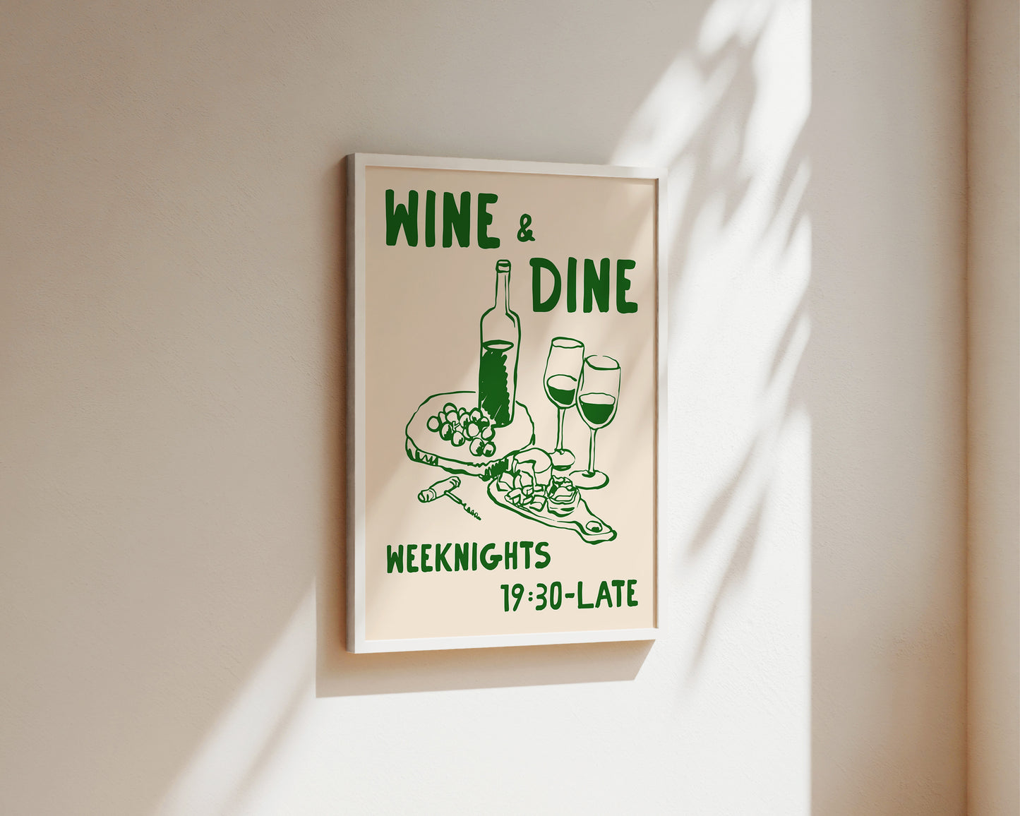 Wine & Dine In Green Art Print