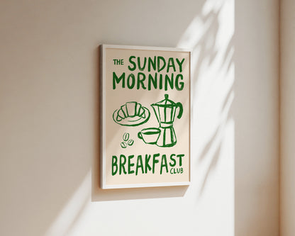 Sunday Morning Breakfast Club In Green Wall Art Print