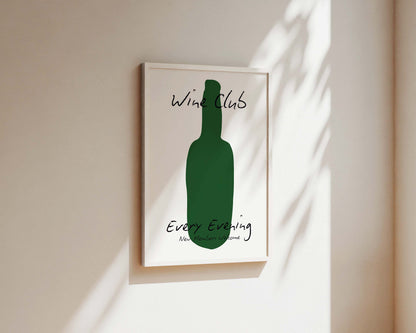 Wine Club Bottle Wall Art Print