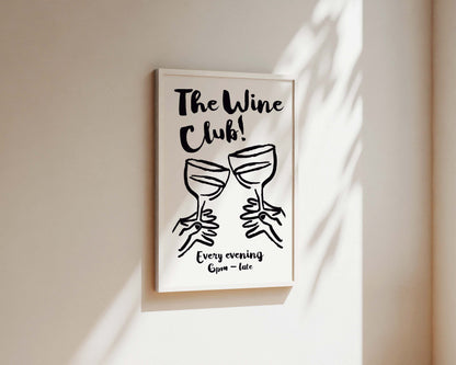 The Wine Club In Black Wall Art Print