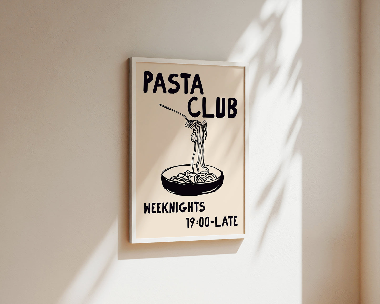 Pasta Club Black Art Print