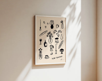 Slow Sundays In Black Wall Art Print