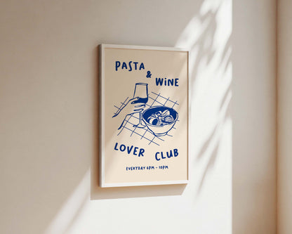 Pasta & Wine Lover Club Wall Art Print