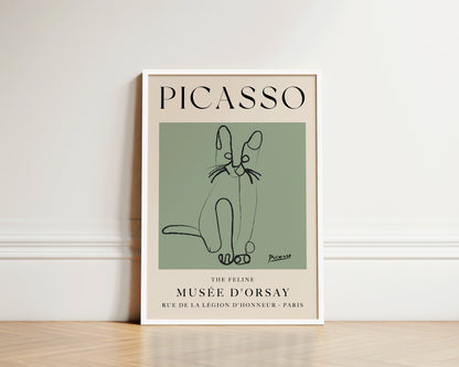 Picasso The Feline Art Wall Art Print In Green