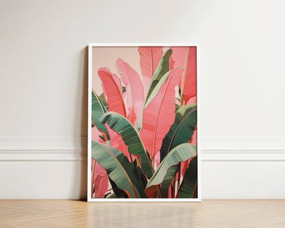 Pink Jungle Leaves Print