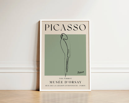 Picasso The Parrot Art Wall Art Print In Green