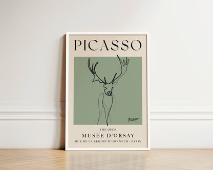 Picasso The Deer Art Wall Art Print In Green