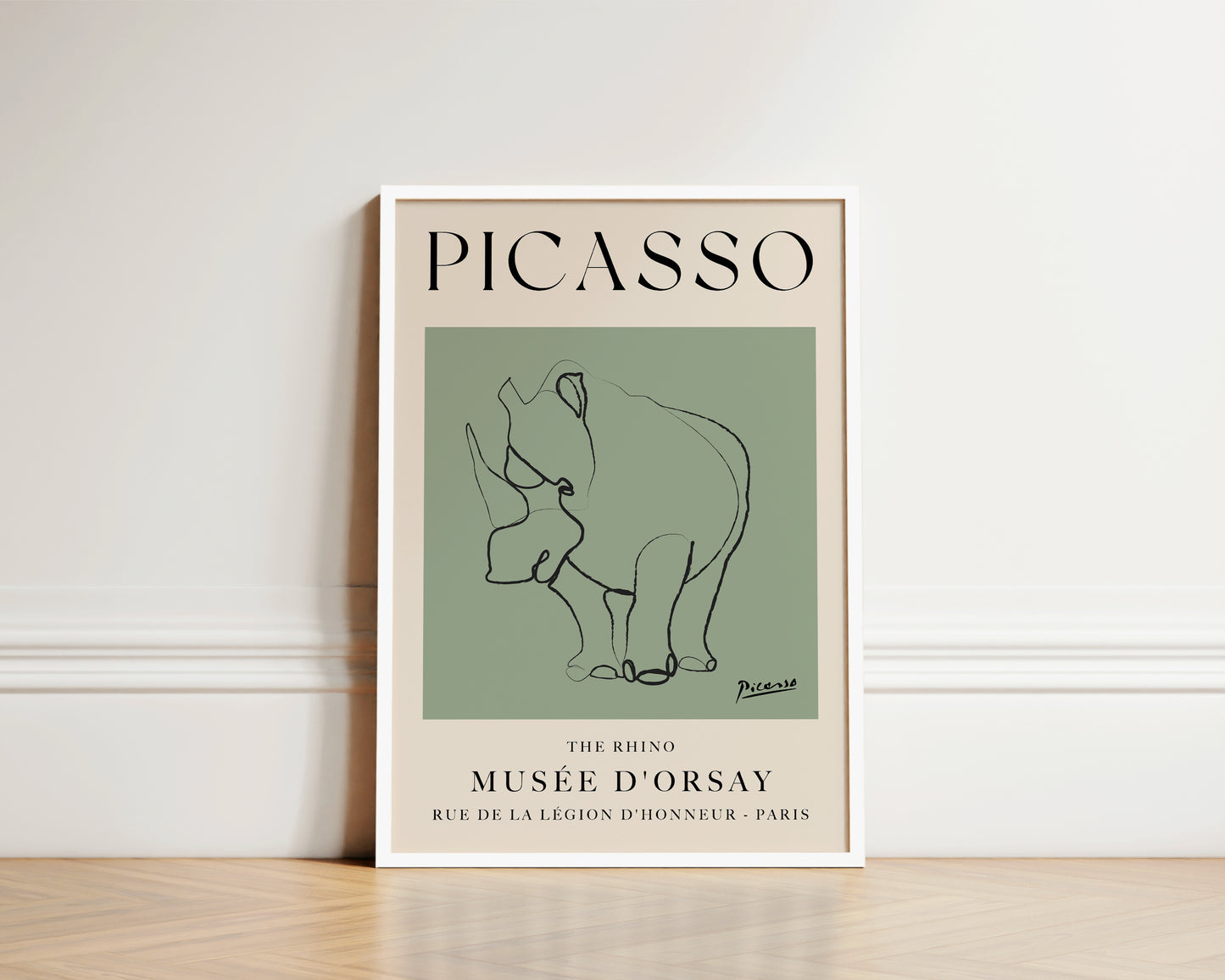 Picasso The Rhino Art Print In Green