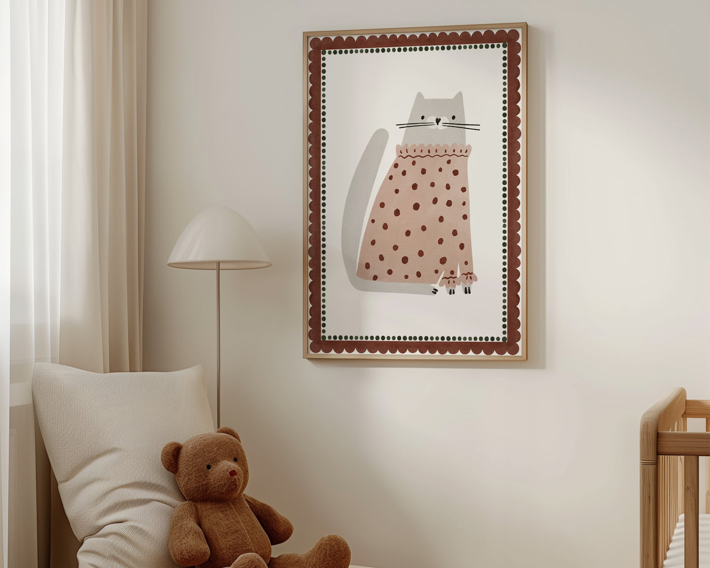 Pink Cat Nursery Print