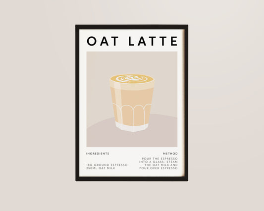 Oat Latte Recipe Coffee Poster