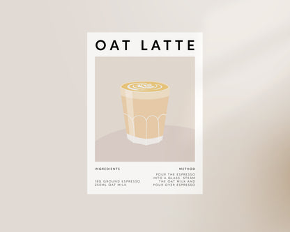 Oat Latte Recipe Coffee Wall Art Print