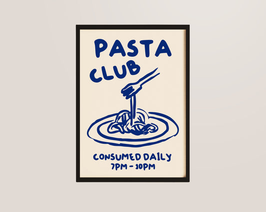 Pasta Club In Blue Art Print