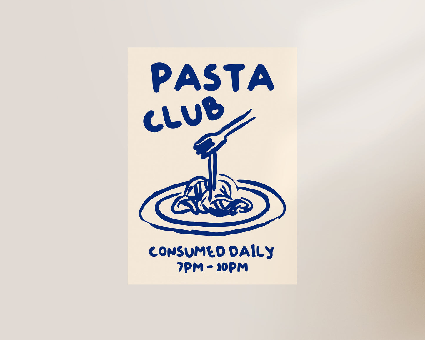 Pasta Club In Blue Art Print