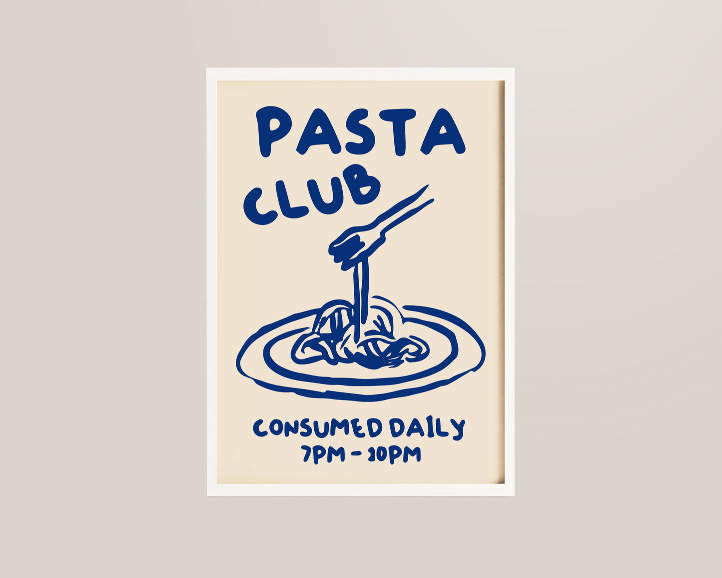 Pasta Club In Blue Art Print