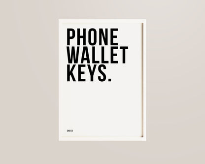 Phone Wallet Keys Hallway Print