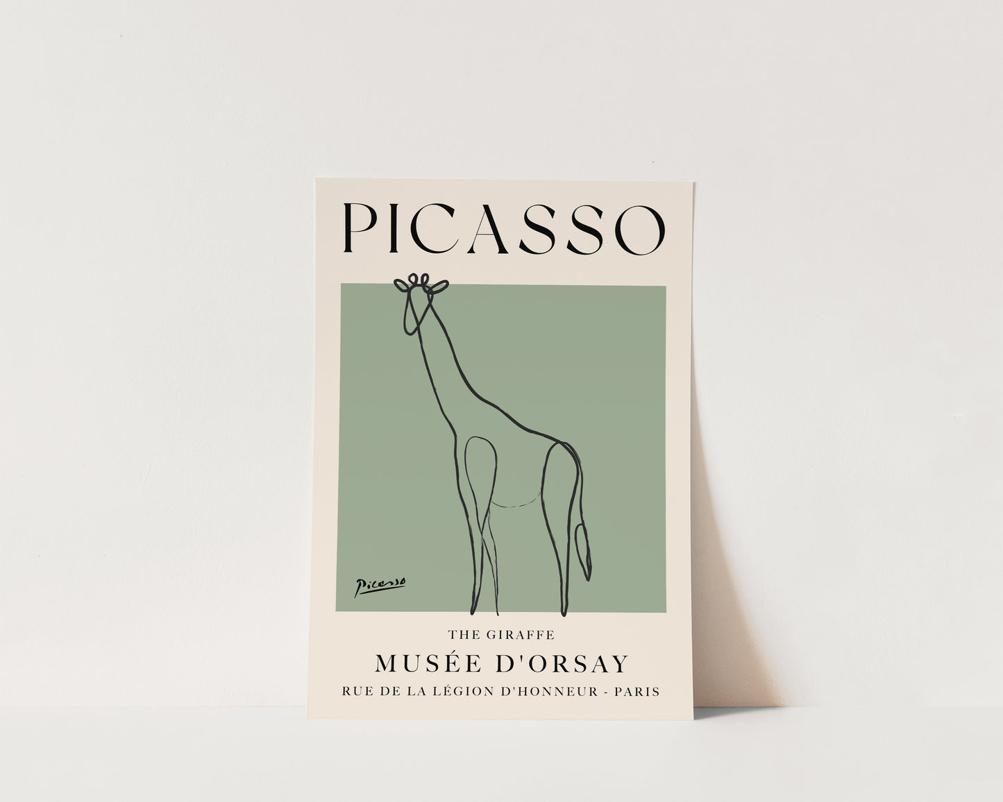 Picasso The Giraffe Art Wall Art Print In Green