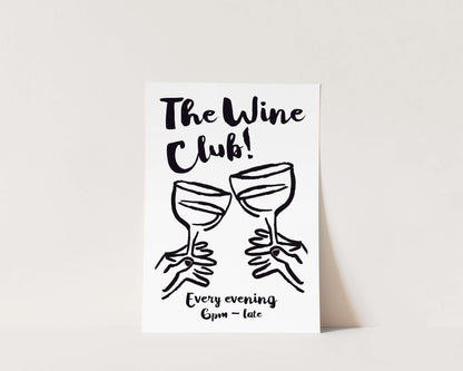 The Wine Club In Black Wall Art Print