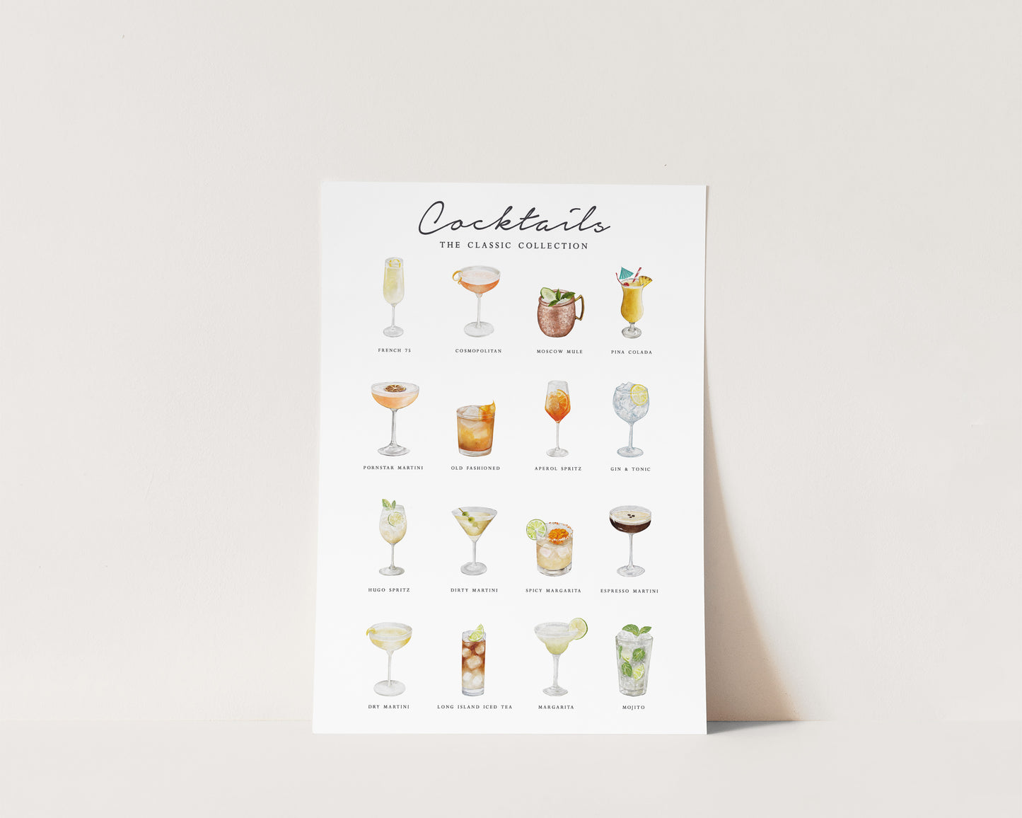 Cocktail Menu Wall Art Print