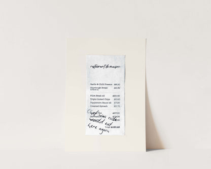 Chef Was Cute Receipt Wall Art Print