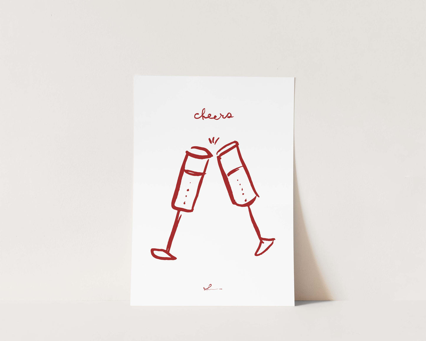 Red Cheers Wine Wall Art Print