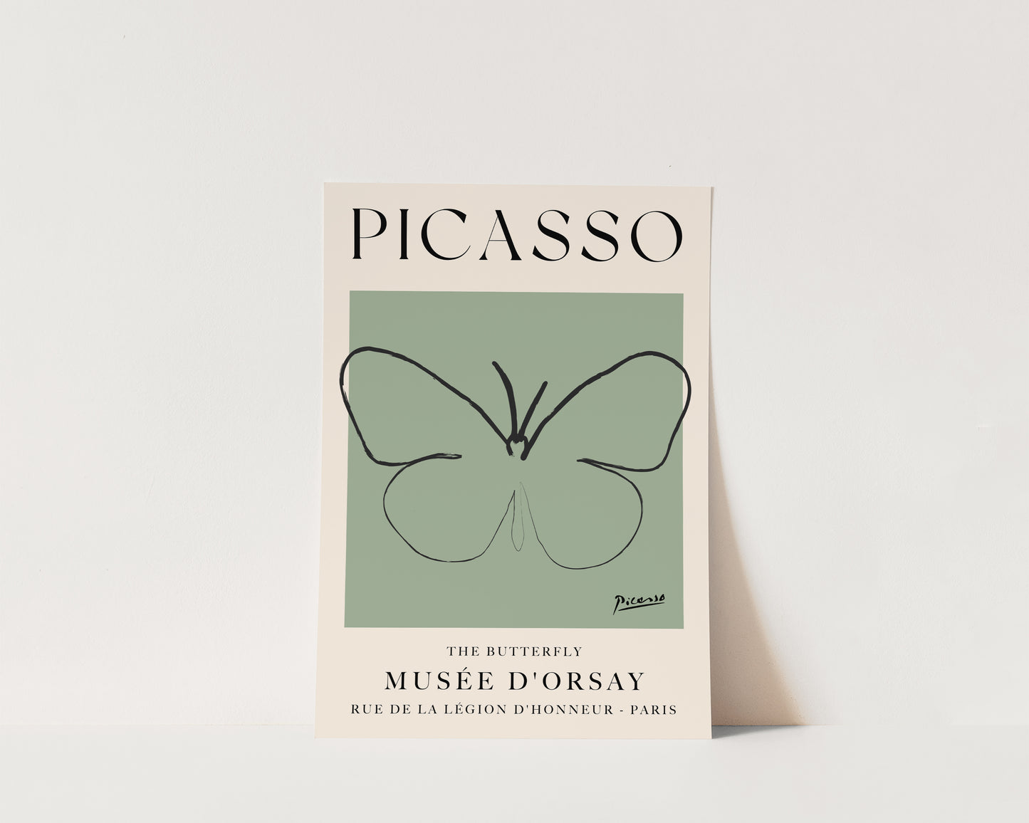 Picasso The Butterfly Art Wall Art Print In Green