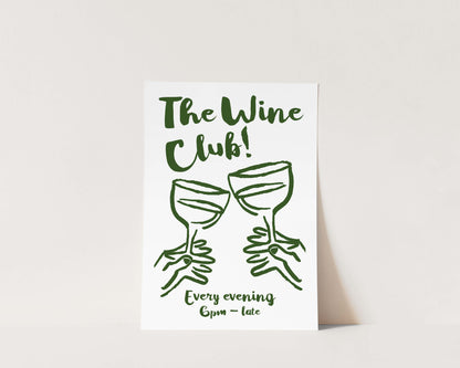 The Wine Club In Green Wall Art Print