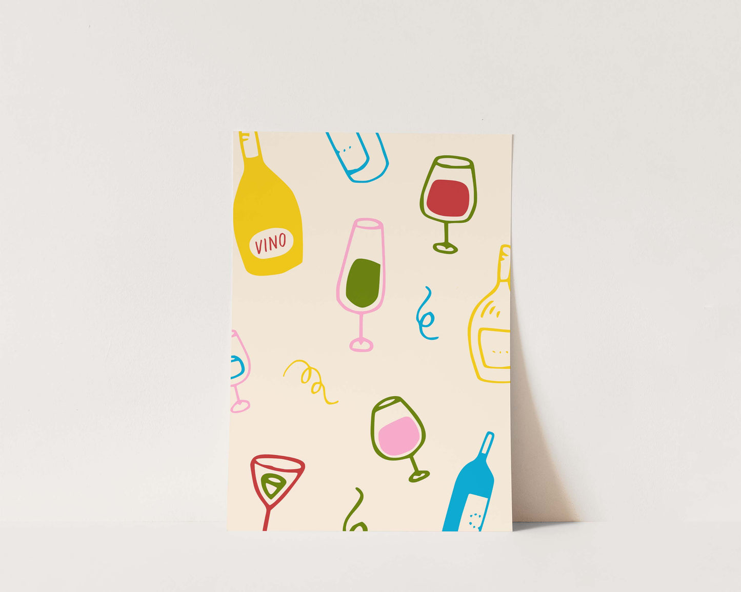 Colourful Wine Glass Wall Art Print