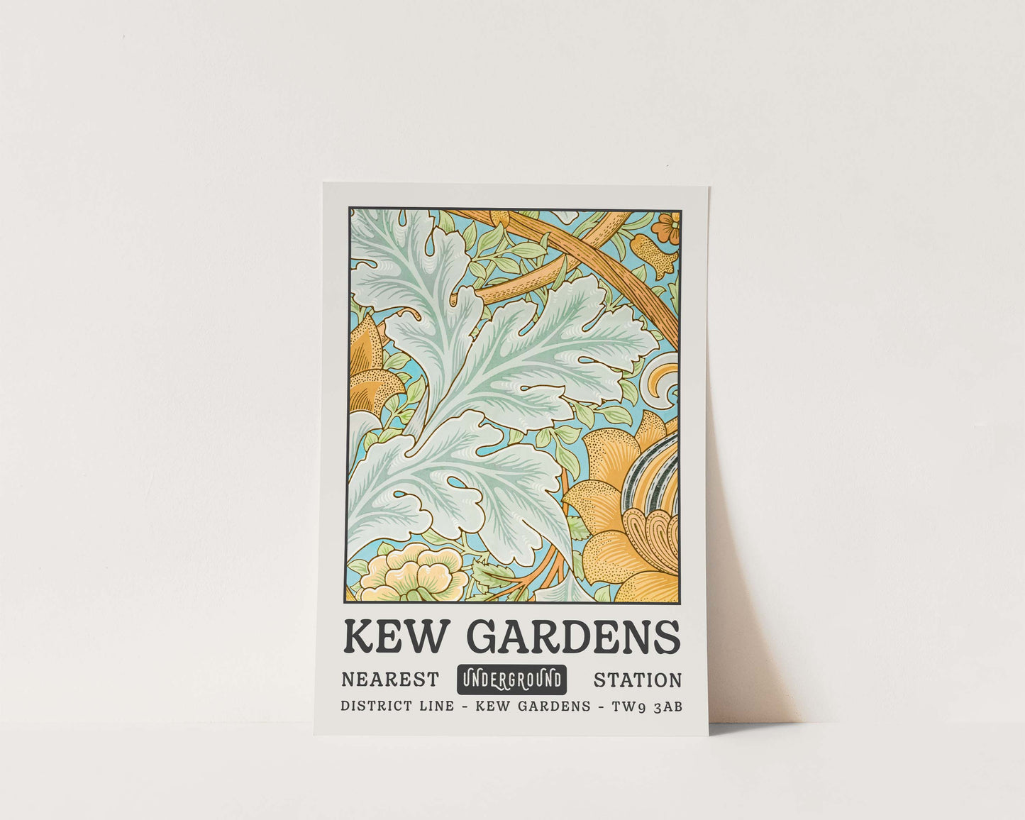 Kew Gardens Light Blue Tapestry Art Wall Art Print