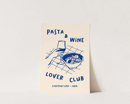 Pasta & Wine Lover Club Wall Art Print