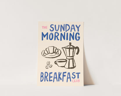 Sunday Morning Breakfast Club In Blue Wall Art Print