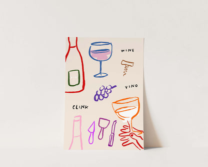Colourful Wine Wall Art Print