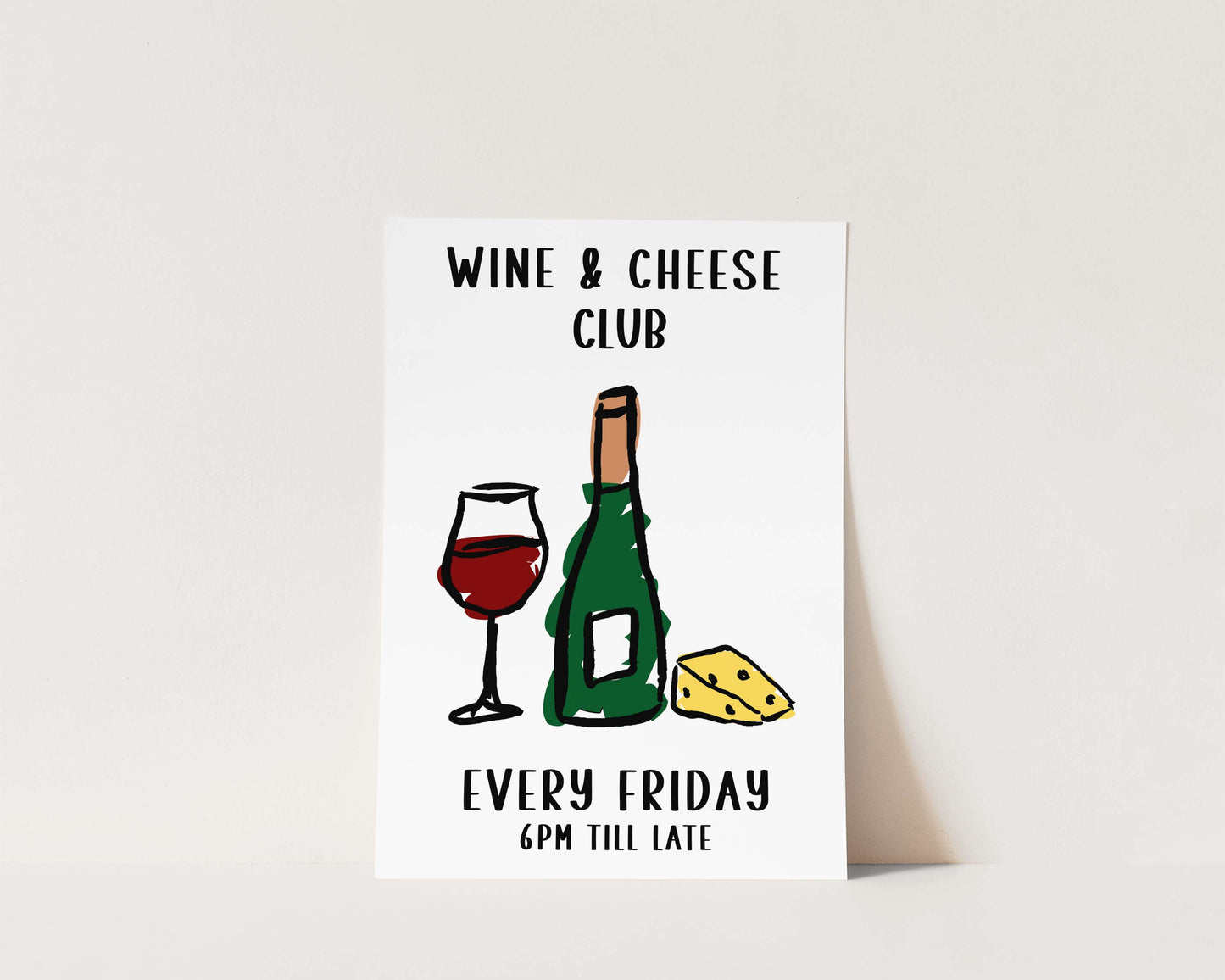 Wine And Cheese Club Wall Art Print