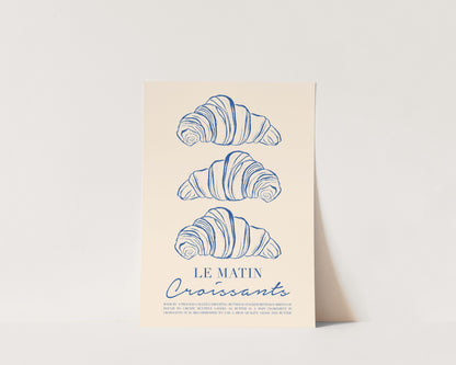 Le Matin Croissant In Blue Wall Art Print