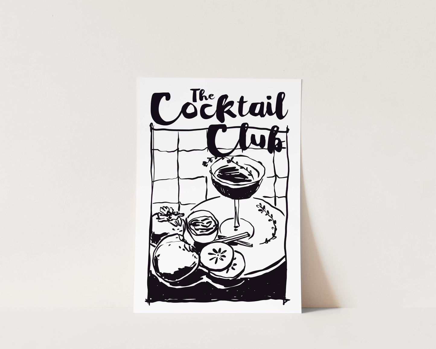 The Cocktail Club In Black Wall Art Print