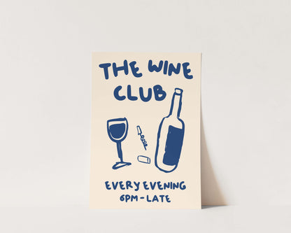 The Wine Club In Blue Wall Art Print