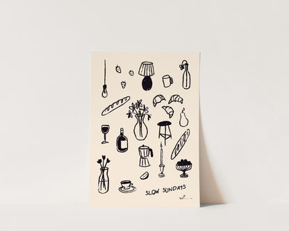 Slow Sundays In Black Wall Art Print