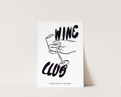 Wine Club In Black Wall Art Print