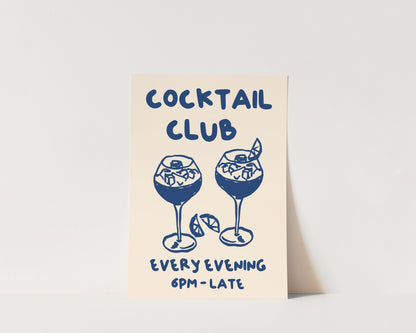 Cocktail Club In Blue Wall Art Print