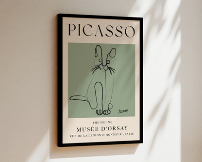 Picasso The Feline Art Wall Art Print In Green