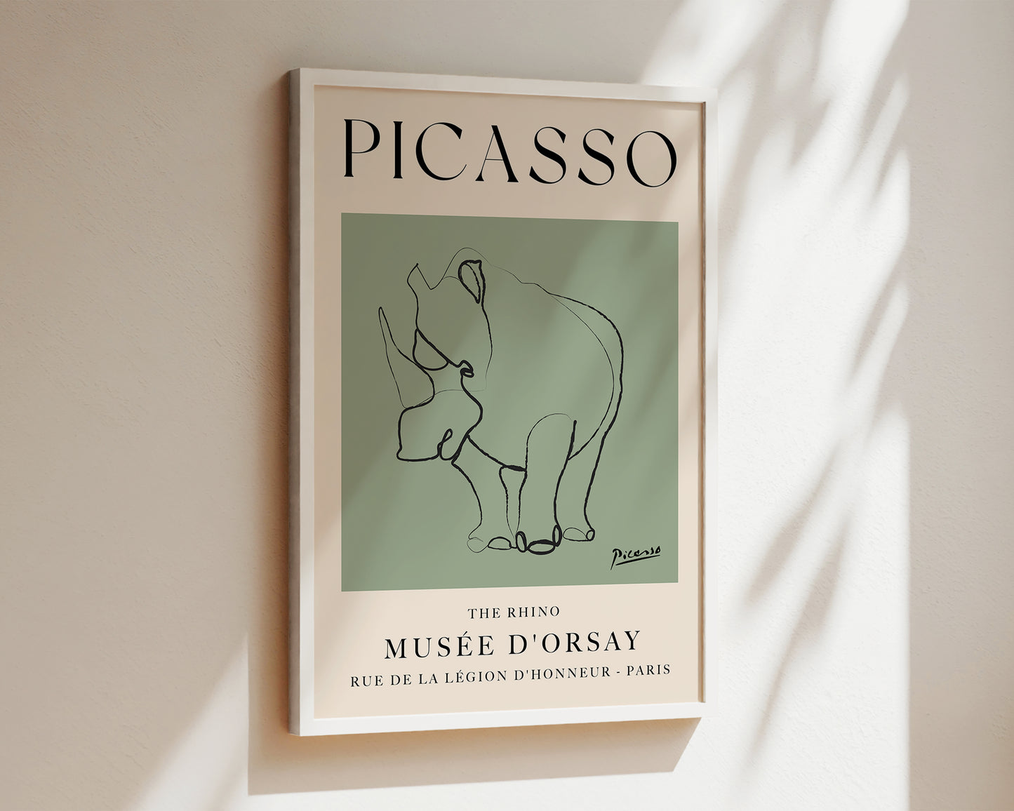 Picasso The Rhino Art Print In Green