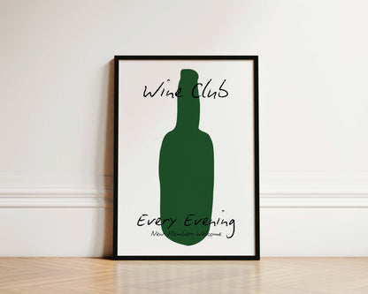 Wine Club Bottle Wall Art Print