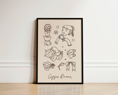 Coffee Queen Dainty Wall Art Print