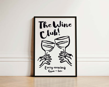 The Wine Club In Black Wall Art Print
