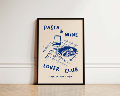 Pasta & Wine Lover Club Wall Art Print